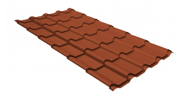 Металлочерепица камея GL 0,5 GreenCoat Pural Matt RR 750 кирпично-красный (RAL 8004 терракота) купить в Истре