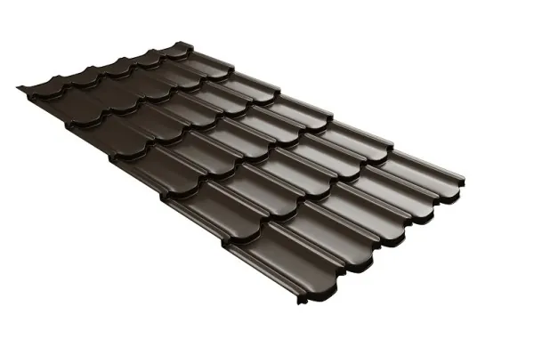 Металлочерепица квинта плюс с 3D резом 0,5 GreenСoat Pural RR 32 темно-коричневый (RAL 8019 серо-коричневый) купить в Истре