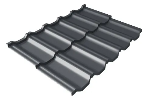 Металлочерепица модульная Квинта Uno Grand Line c 3D резом 0,45 PE RAL 7024 мокрый асфальт купить в Истре