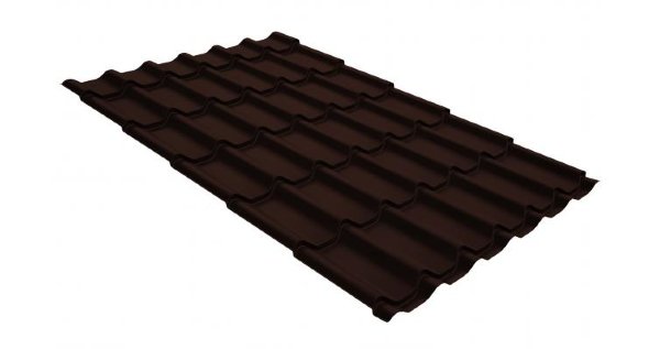 Металлочерепица классик GL 0,5 GreenCoat Pural Matt RR 887 шоколадно-коричневый (RAL 8017 шоколад) купить в Истре