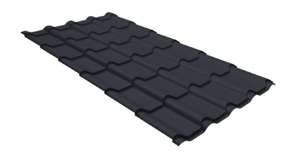 Металлочерепица камея GL 0,5 GreenCoat Pural RR 23 темно-серый (RAL 7024 мокрый асфальт) купить в Истре