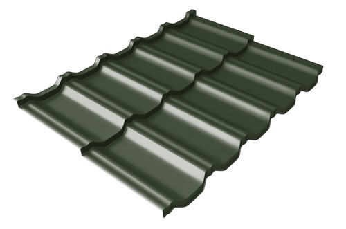 Металлочерепица модульная Квинта Uno Grand Line c 3D резом 0,5 GreenСoat Pural RR 11 темно-зеленый (RAL 6020 хромовая зелень) купить в Истре