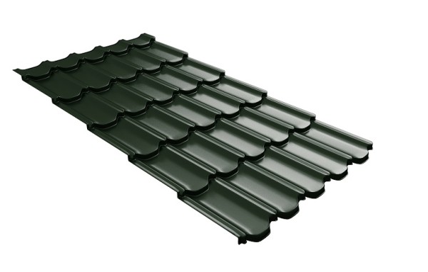 Металлочерепица квинта плюс с 3D резом 0,5 GreenСoat Pural Matt RR 11 темно-зеленый (RAL 6020 хромовая зелень) купить в Истре