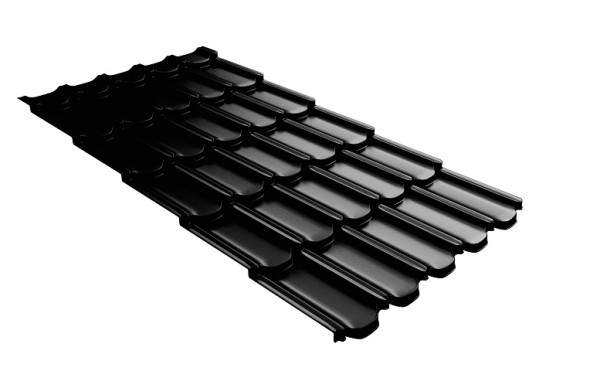 Металлочерепица квинта плюс с 3D резом 0,5 GreenСoat Pural Matt RR 33 черный (RAL 9005 черный) купить в Истре