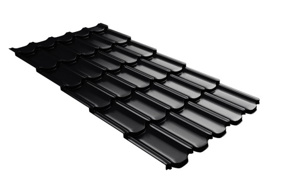 Металлочерепица квинта плюс с 3D резом 0,5 Quarzit lite RAL 9005 черный купить в Истре
