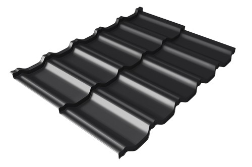 Металлочерепица модульная Квинта Uno Grand Line c 3D резом 0,5 Satin Мatt RAL 9005 черный купить в Истре