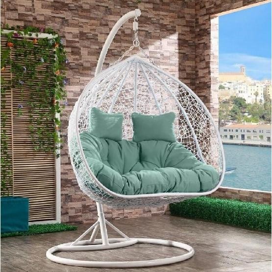 Кресло Подвесное из искусственного ротанга AFM-109A White/Green купить в Истре