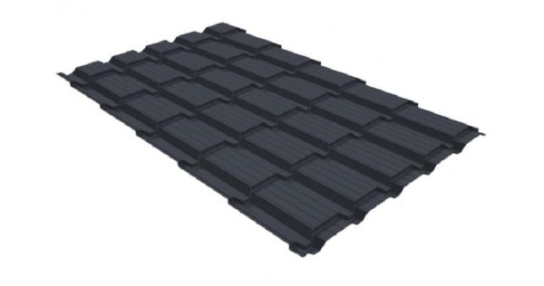 Металлочерепица GL квадро профи 0,5 GreenCoat Pural RR 23 темно-серый (RAL 7024) мокрый асфальт купить в Истре