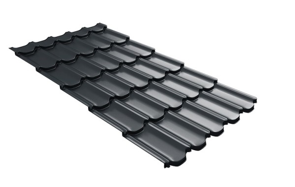 Металлочерепица квинта плюс с 3D резом 0,5 Satin RAL 7016 антрацитово-серый купить в Истре