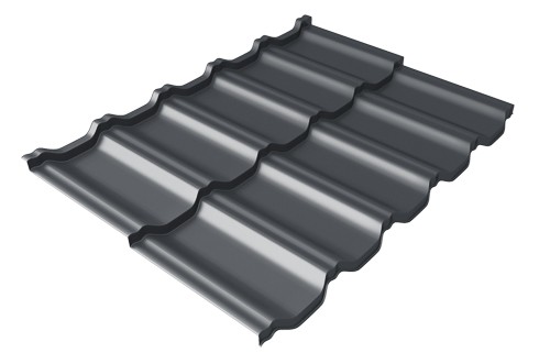 Металлочерепица модульная Квинта Uno Grand Line c 3D резом 0,45 Drap RAL 7024 мокрый асфальт купить в Истре