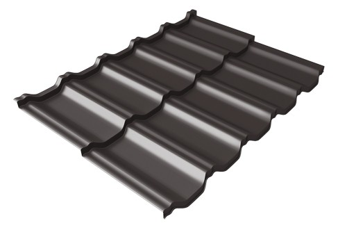 Металлочерепица модульная Квинта Uno Grand Line c 3D резом 0,5 Satin RR 32 темно-коричневый купить в Истре