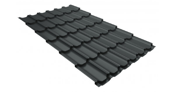 Металлочерепица квинта плюс 0,5 GreenCoat Pural Matt RR 23 темно-серый (RAL 7024 мокрый асфальт) купить в Истре