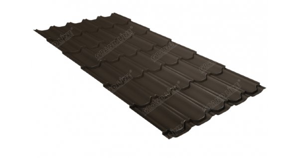 Металлочерепица квинта плюс 0,5 GreenCoat Pural Matt RR 32 темно-коричневый (RAL 8019 серо-коричневый) купить в Истре